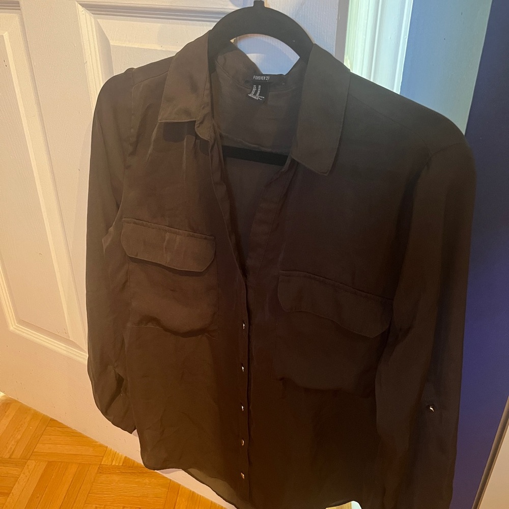 Forever 21 Black Button Down Shirt